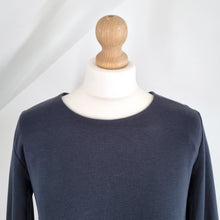 Load image into Gallery viewer, ME+EM Dress Long Sleeves Skater Navy Blue Flared Cocktail Work Knee Length 10
