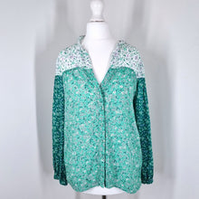 Load image into Gallery viewer, Zara Blouse Floral Ditsy Print Mint Green Boho Frilly Collar Shirt Viscose Small
