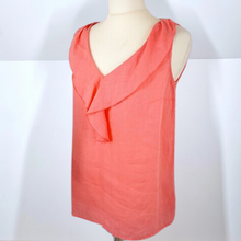 Load image into Gallery viewer, 120% Lino Cami Top 100% Linen Vest Coral Frill Ruffle Sleeveless Blouse 10
