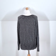 Load image into Gallery viewer, Whistles Jumper Sparkly Lurex Top Metallic V Neck Lightweight Grey Party Medium
