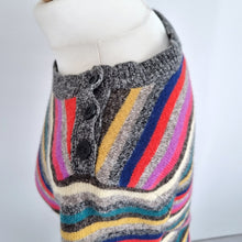 Load image into Gallery viewer, GAP Jumper Dress 100% Lambswool Striped Multicoloured Short Sleeves Knit Large
