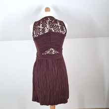 Load image into Gallery viewer, AllSaints Dress Party Mini Cocktail Crinkle Lace Brown Burgundy Ula Skate Medium
