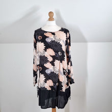 Load image into Gallery viewer, Masai Tunic Floral Top Black Pink Blouse Lagenlook Oversized Mini Dress Small
