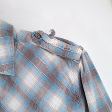 Load image into Gallery viewer, All Saints Men&#39;s Shirt Checked Plaid Y2K Military Army Blue Grey Casual Medium
