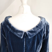 Load image into Gallery viewer, Boden Velvet Dress Blue Shift Occasion Silk Blend Christmas Lined Boat Neck 8 R
