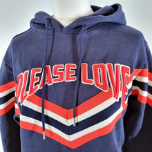 Load image into Gallery viewer, Sandro Paris Hoodie Varsity Sweatshirt Embroidered Please Love Navy Preppy 6 8
