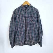 Load image into Gallery viewer, Carhartt Men&#39;s Check Shirt Slim Fit Plaid Dennis Grey Green 100% Cotton XL
