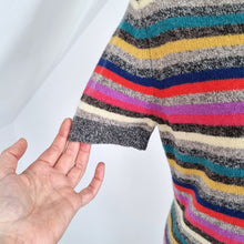 Load image into Gallery viewer, GAP Jumper Dress 100% Lambswool Striped Multicoloured Short Sleeves Knit Large
