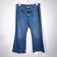 Load image into Gallery viewer, Marks &amp; Spencer Flare Jeans Front Pockets Mid Blue High Rise Bellbottoms 18 S
