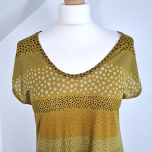 Load image into Gallery viewer, Gudrun Sjoden Dress Midi Maxi Pockets Jersey Lagenlook Mustard Striped Medium
