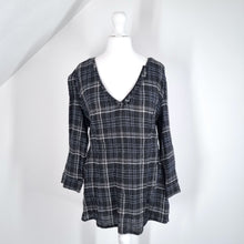 Load image into Gallery viewer, Diesel Blouse Flannel Wool Tunic Plaid Check Top New Sample Grey Tie Small
