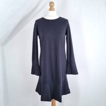 Load image into Gallery viewer, ME+EM Dress Long Sleeves Skater Navy Blue Flared Cocktail Work Knee Length 10
