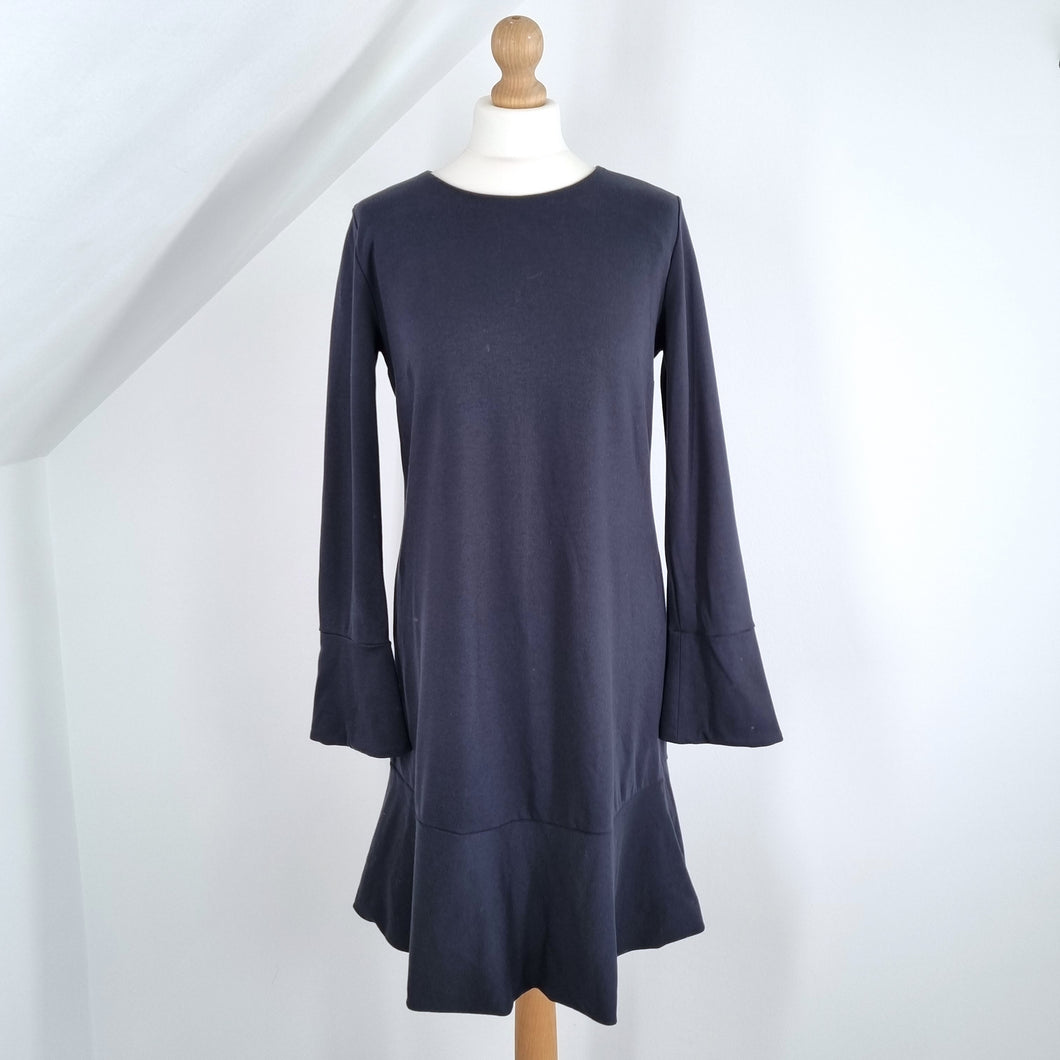 ME+EM Dress Long Sleeves Skater Navy Blue Flared Cocktail Work Knee Length 10