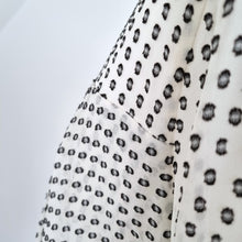 Load image into Gallery viewer, Whistles Blouse Silk Blend Swiss Dot White Ruffle Top 3/4 Sleeves Lined 10
