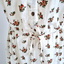 Load image into Gallery viewer, M&amp;S Dress Midi Pockets Floral Milkmaid Sweetheart Ivory 100% Cotton A Line 12
