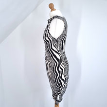 Load image into Gallery viewer, Anthropologie Ali Ro Dress Rushed Bodycon Zebra Black White Cocktail Occasion 8
