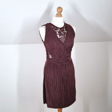 Load image into Gallery viewer, AllSaints Dress Party Mini Cocktail Crinkle Lace Brown Burgundy Ula Skate Medium
